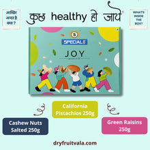 Load image into Gallery viewer, Special Choice Joy Dry Fruits Gift Pack (Cashew Nuts Salted 250g, California Pistachio 250g & Indian Raisins 250g)