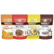 Load image into Gallery viewer, Special Choice Healthy & Tasty Jumbo Pumpkin, Jumbo Sunflower, Chia Seeds & Trail Mix (250g Each) 1kg Combo | Seeds for Eating | Immunity Booster Diet | Protein and Rich in Fibre