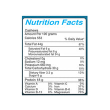 Load image into Gallery viewer, Special Choice Cashew Nuts Roasted And Salted 100g (Nutrition Facts)