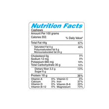 Load image into Gallery viewer, Special Choice Cashew Nuts Roasted And Salted Vacuum Pack 250g (Nutrition Facts)