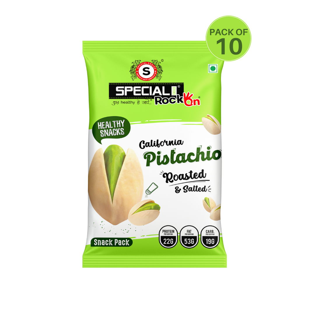 Special Choice (Rock On) Pistachios Roasted, Lightly Salted (Pack of 10, 15g Each) - 150g