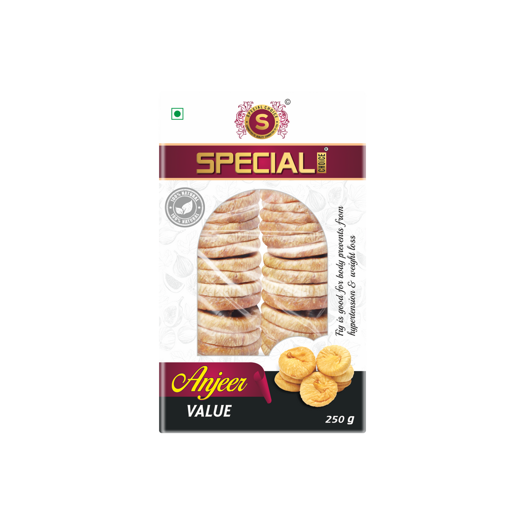 Special Choice Premium Afghani Anjeer - 250g | Dried Figs | Natural, Rich in Iron, Fibre & Vitamins Fig / Afghanistan Anjir | Low in calories and Fat Free