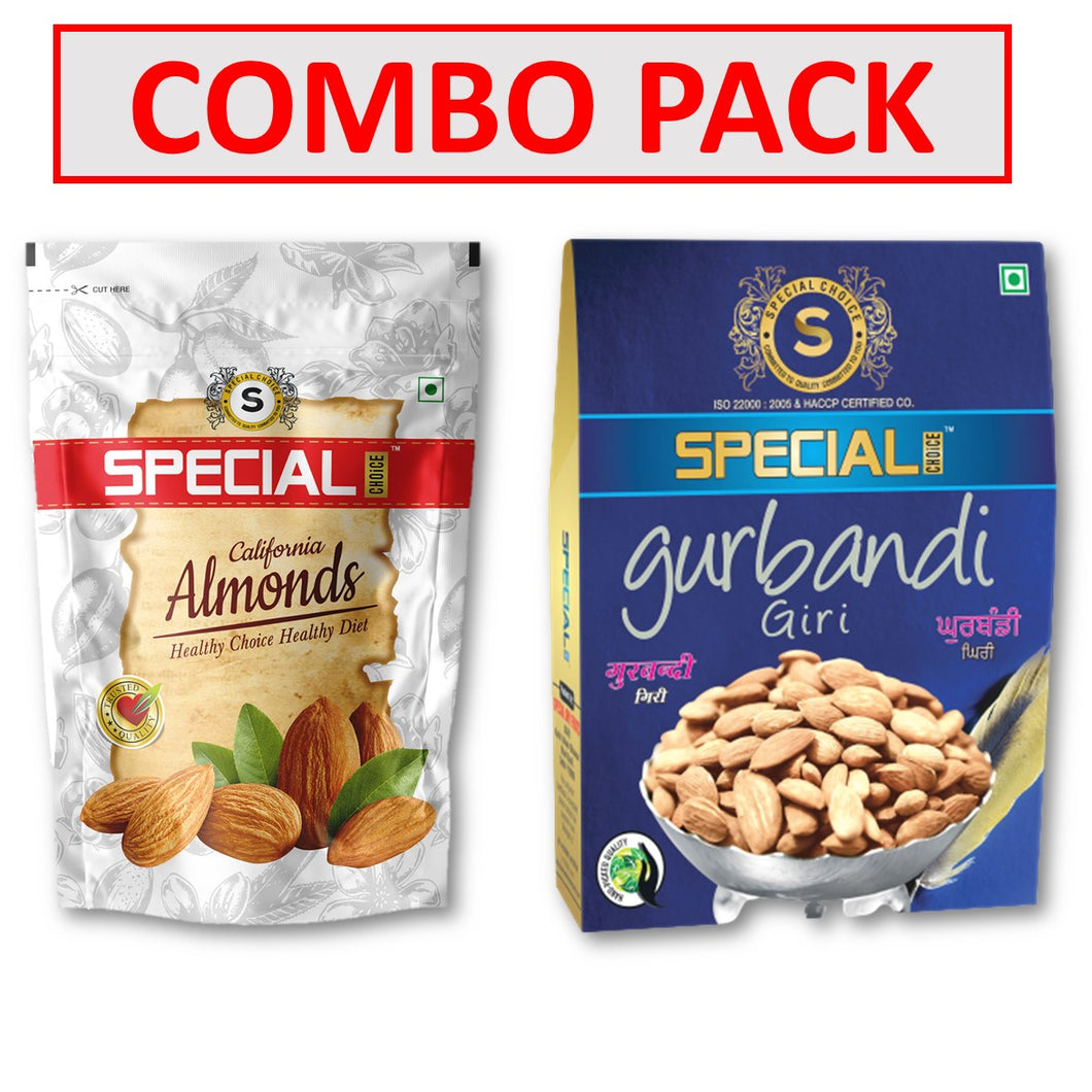 Special Choice Combo Of Almonds (California & Gurbandi Almonds) (250g Each x 2 Pack)